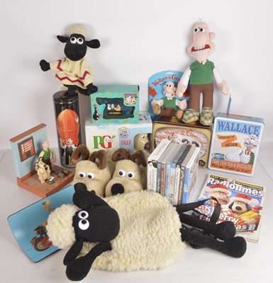 Lot 403 - Very very large collection of Wallace and Gromit and friends and Enemies Toys Books DVD's  and other items in six boxes (qty)