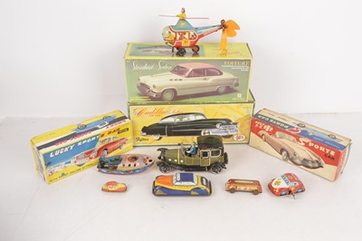 Lot 421 - Collection of vintage and modern boxed and unboxed Tin Toys mostly Vehicles and Technofix Traffic Control Set (12)