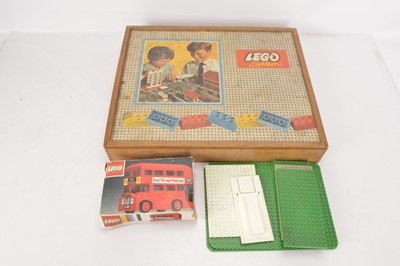 Lot 438 - Lego 1960's 701 or similar large wooden box set with plastic 16 compartment insert and other items (8)