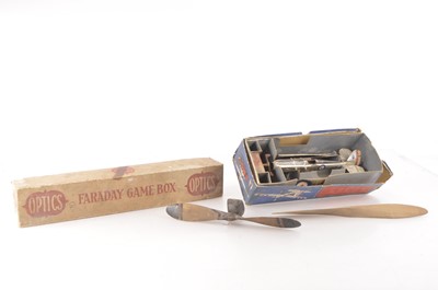 Lot 458 - Philips Electrical Engineering Set  Optics Faraday Game Box and Frog Aircraft and propellers (5)