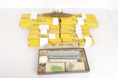 Lot 470 - Collection of mostly boxed Tri-ang Minic 1:1200 Ships with a Mercury Model and Japanese Brass Battleship (qty)