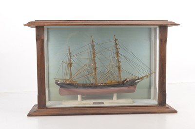 Lot 473 - Pair of wood construction three masted Ships in display cabinets (2)