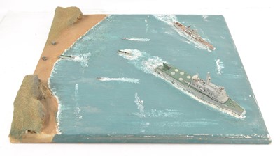 Lot 474 - A Post-war British naval Sea invasion Diorama Probably Falklands San Carlos Water