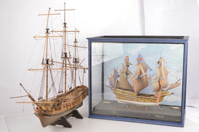 Lot 475 - Pair of three masted kit built wood construction Galleon and Frigate