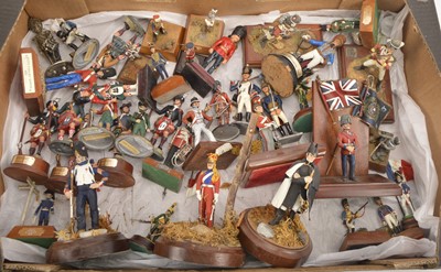 Lot 494 - Loose W Britains and other larger scale Napoleonic soldiers and military on bases (38)