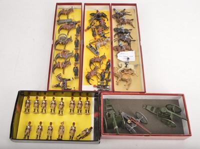 Lot 502 - Britains and others Indian and African soldiers with mules and guns (5)