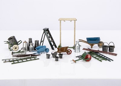 Lot 524 - Various accessories for garden and civilian scenes by Britains and others comprising ladders (20+)