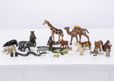 Lot 525 - Metal zoo and wild animals by various makers including Britains and Barrett & Son comprising Wend al aluminium animals (17)