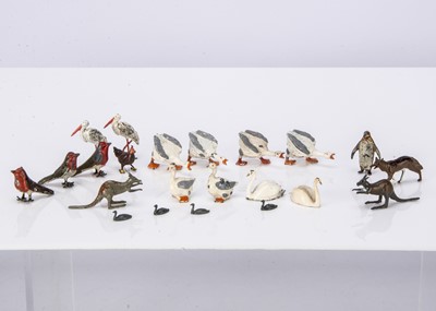 Lot 547 - Britains lead small farm birds and animals comprising swans (14) with cygnets (approx. 40)