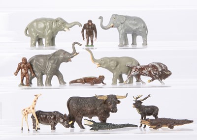 Lot 555 - A lot of wild and zoo animals by various makers including Timpo and Wend al comprising elephants by Crescent