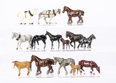 Lot 557 - A lot of lead farm horses by various makers including Britains and Hill comprising F G Taylor cart horses (6)