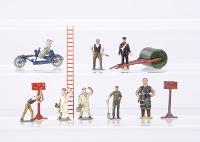 Lot 564 - A lot of non-farm civilian workers by various makers including Britains and Taylor & Barrett comprising Pixyland butcher (2)