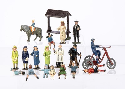 Lot 568 - A lot of figures and accessories of Village Life by various makers including Hill and Britains comprising Pixyland Old Man and Women (2)