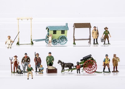 Lot 569 - A lot of farm and country life figures and accessories by various makers including Britains and Crescent comprising Stoddart babies (10)