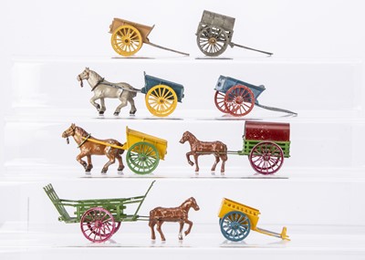 Lot 570 - A lot of lead French-made farm carts by Simon & Rivollet and Blancherie Frere