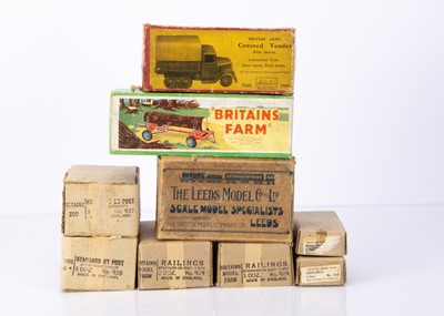 Lot 577 - A lot of empty Britains farm item boxes comprising 129F Timber Trailer