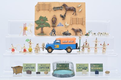 Lot 578 - A miscellany of civilian themed items by various makers including Britains and Hill comprising Timpo Farm set on backing card - no box