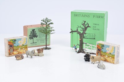 Lot 592 - Britains boxed 7F Tree and Gate (with additional pieces for boy on swing)