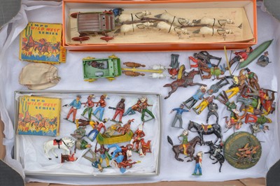 Lot 594 - A lot of Wild West figures by various makers including Hill and Crescent Toys etc comprising Timpo individual boxed horses WW2006 (2)