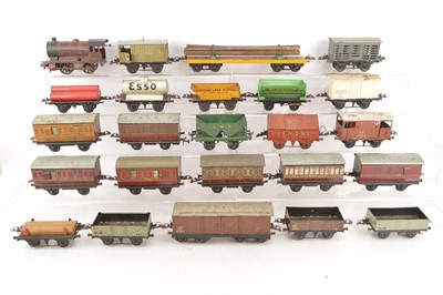 Lot 631 - Hornby 0 Gauge unboxed pre and post-war Locomotive Coaches and Wagons (25)