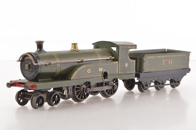 Lot 639 - Hornby 0 Gauge GWR green 4-4-0 clockwork 2711 Locomotive and Tender