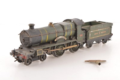 Lot 655 - An early Hornby 0 Gauge clockwork 'County of Bedford' Locomotive and Tender (3)