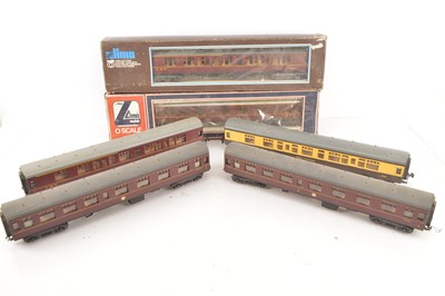 Lot 688 - Lima 0 Gauge boxed and unboxed LMS and BR maroon and GWR chocolate and cream mainline Corridor coaches (6)