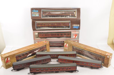 Lot 706 - 10 Lima 0 Gauge LMS maroon Coaches including a modified BR Full Parcels Coach (10)