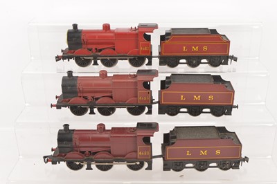 Lot 719 - Three Lima 0 Gauge electric 2-Rail LMS maroon Class 3F Locomotives and Tenders one with a James the Red Engine face (6 including tenders)