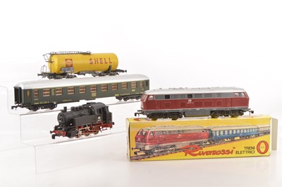 Lot 726 - Rivarossi 0 Gauge DB Diesel and Steam Locomotives Coach and Tank wagon