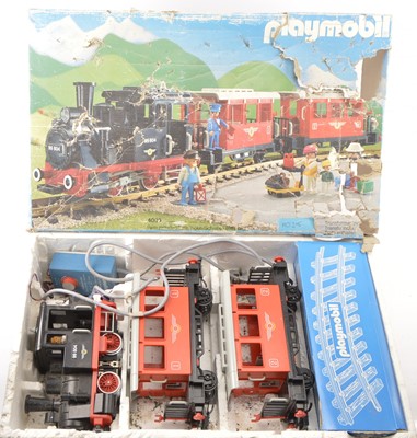 Lot 743 - Playmobil G Gauge 4003 2-Rail Passenger Train Set and Goods Shed for LGB