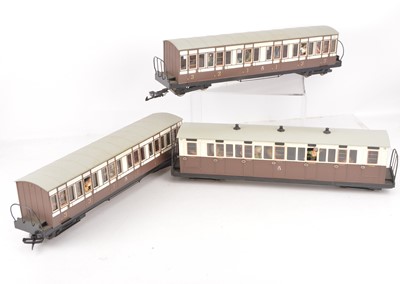 Lot 821 - Three scratch-built G scale (gauge 1) Ffestiniog Railway bogie Coaches