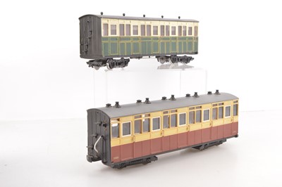 Lot 825 - Two G scale (gauge 1) British-style scratch-built bogie Coaches (2)