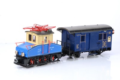 Lot 826 - LGB G scale (gauge 1) steeple-cab Electric Locomotive and Coach (2)