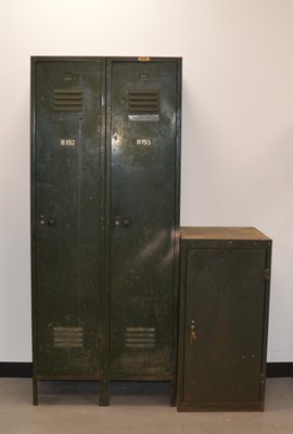 Lot 398 - A pair of 20th century green painted pressed steel lockers