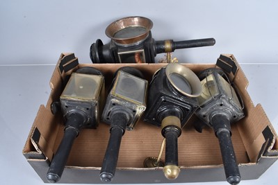 Lot 528 - A collection of Five Vintage Coach Lamps