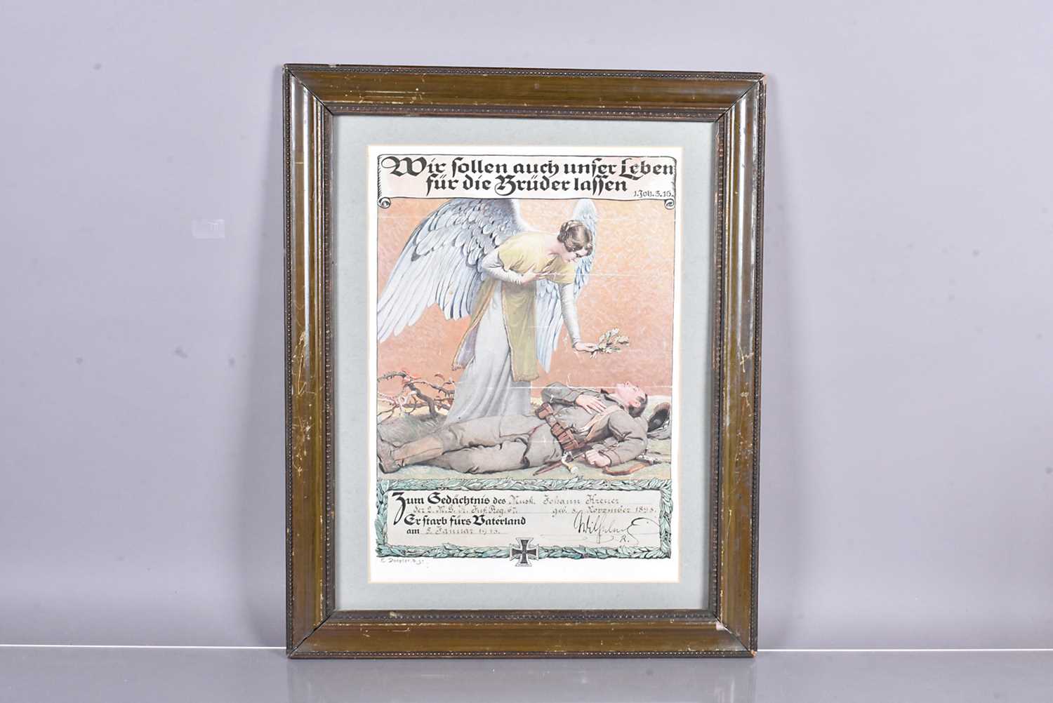 German Scroll Lot 584 - A WWI German Memorial Scroll,