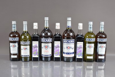 Lot 72 - Six bottles of Ricard and three bottles of Sirop de Violette