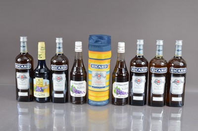 Lot 73 - Six bottles of Ricard and three bottles of Sirop de Violette