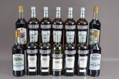 Lot 74 - Ten bottles of Ricard and four bottles of Sirop de Violette
