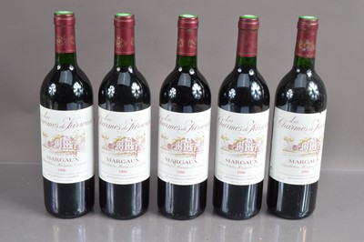 Lot 142 - Five bottles of Les Charmes de Kirwan 1996