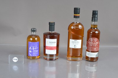 Lot 208 - Four bottles of Japanese Taiwanese and Israeli single malt whisky