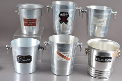 Lot 225 - Six various vintage French grandes marques Champagne ice buckets