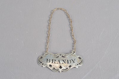 Lot 236 - A Victorian silver 'Brandy' decanter label Nathaniel Mills