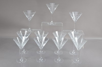 Lot 244 - A good set of Eleven 'ARC' Crystal cocktail or martini glasses