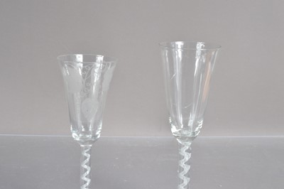 Lot 249 - Two late Georgian glass ale drinking glasses
