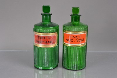 Lot 263 - Two early 20th Century green glass apothecary's or chemist's bottles