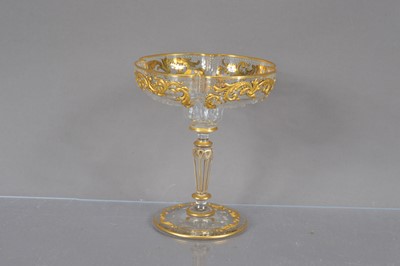 Lot 267 - An exceptional Venetian gilt and enamel quatrefoil glass champagne coupe by Salviati