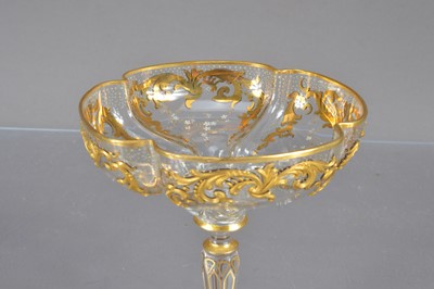 Lot 267 - An exceptional Venetian gilt and enamel quatrefoil glass champagne coupe by Salviati
