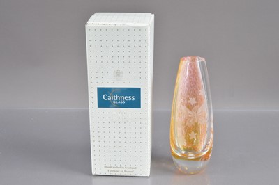 Lot 276 - A Caithness Scottish glass vase engraved with butterflies